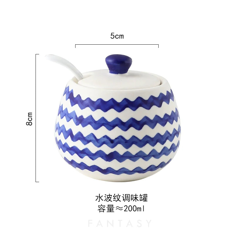 Hand Painted Underglaze Seasoning Containers