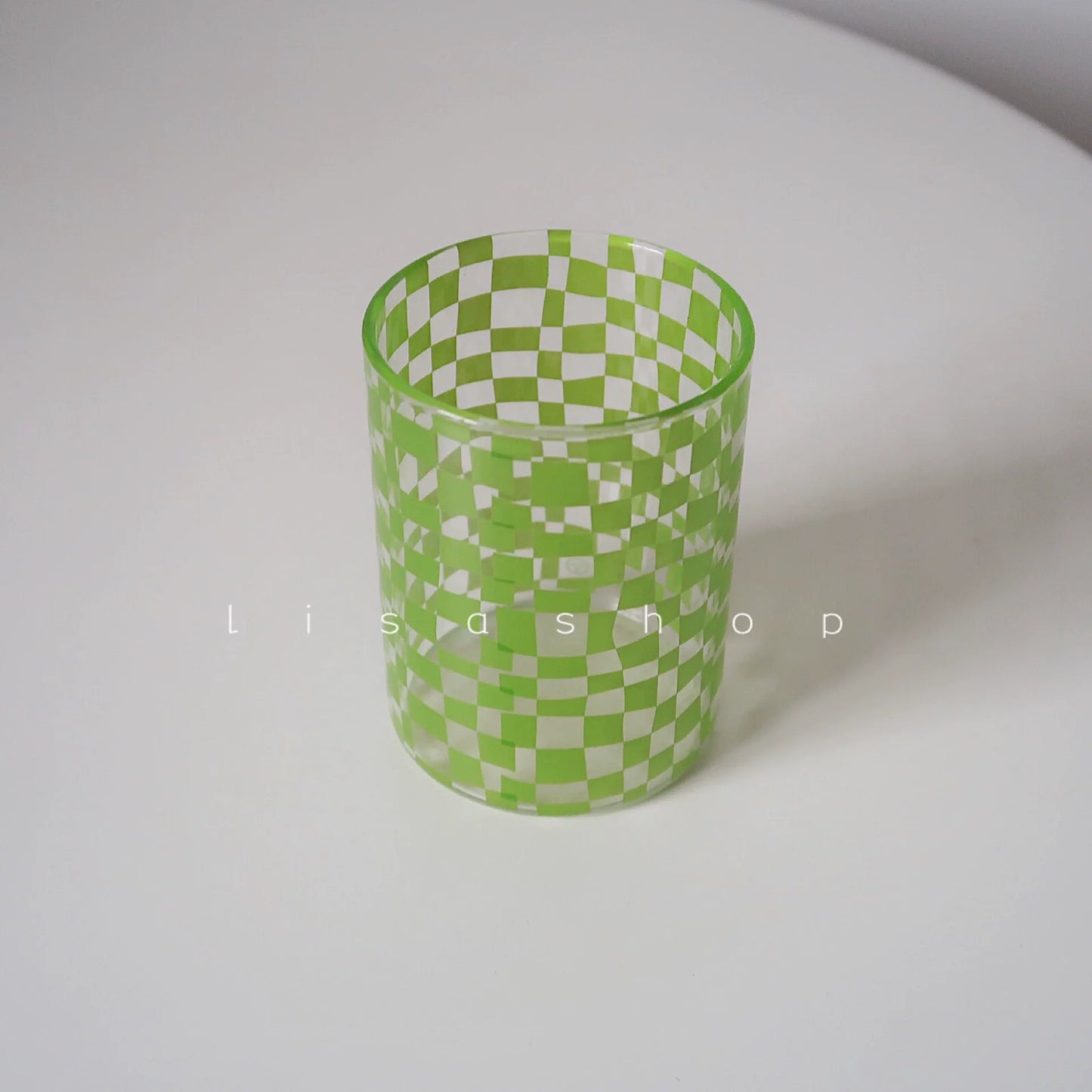 LS Ins Style Retro Black and White Matrix Classic Checker High Borosilicate Heat-Resistant Glass Coffee Cup Plaid Glass Cup