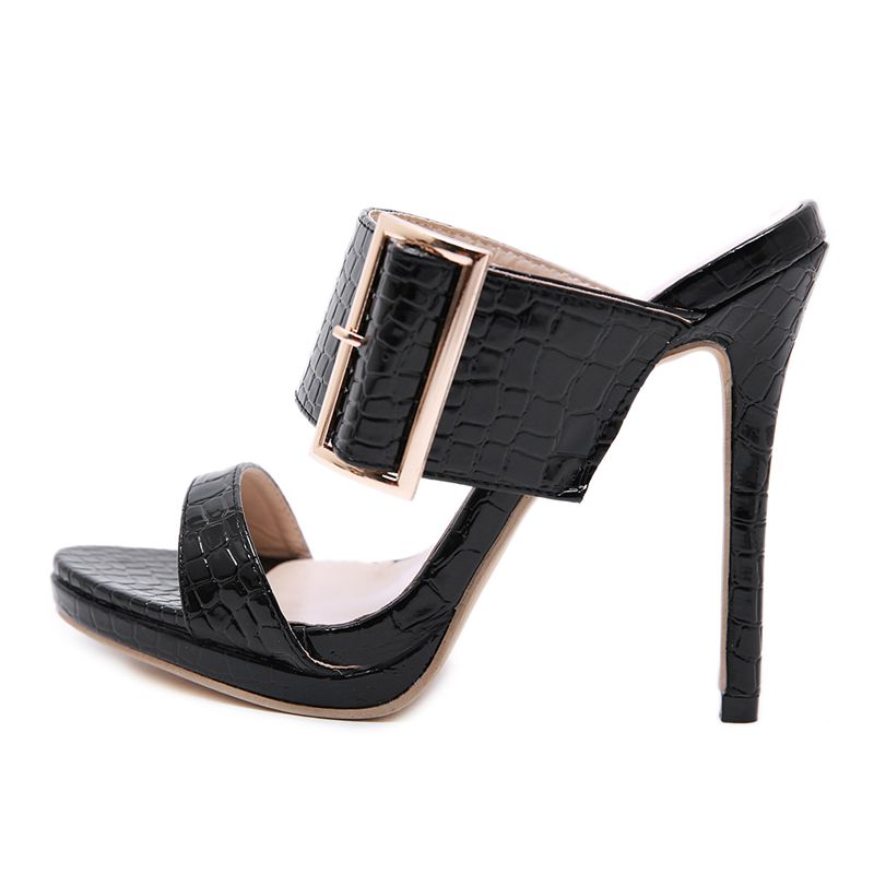 big   buckle   water proof   womens   shoes Barefoot Big button sexy fine Super high heel Sandals