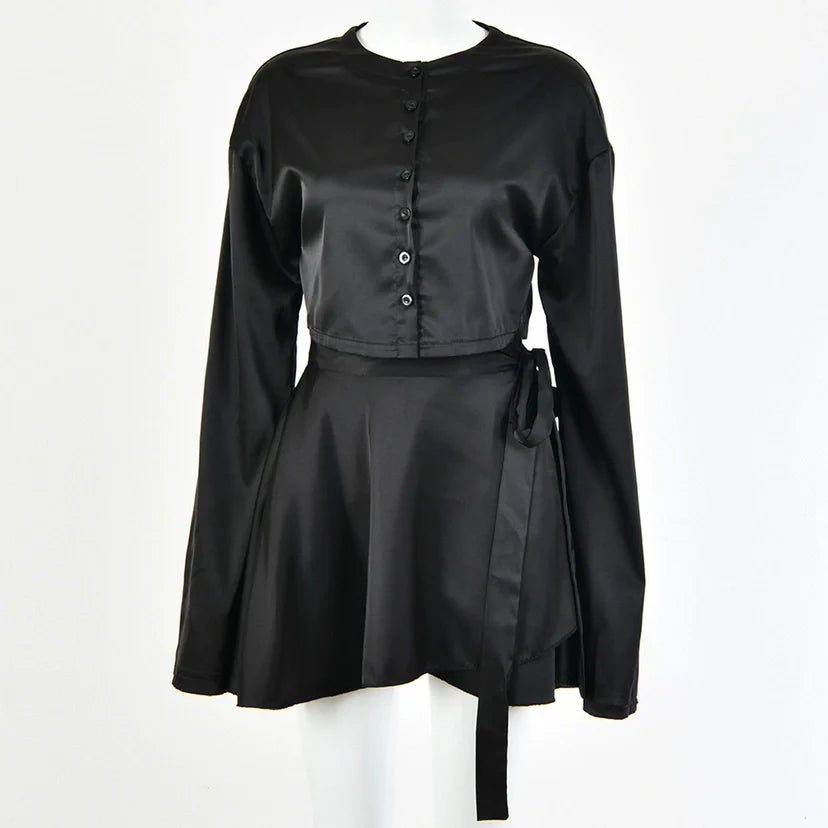 Two Piece Set Mini Satin Dress