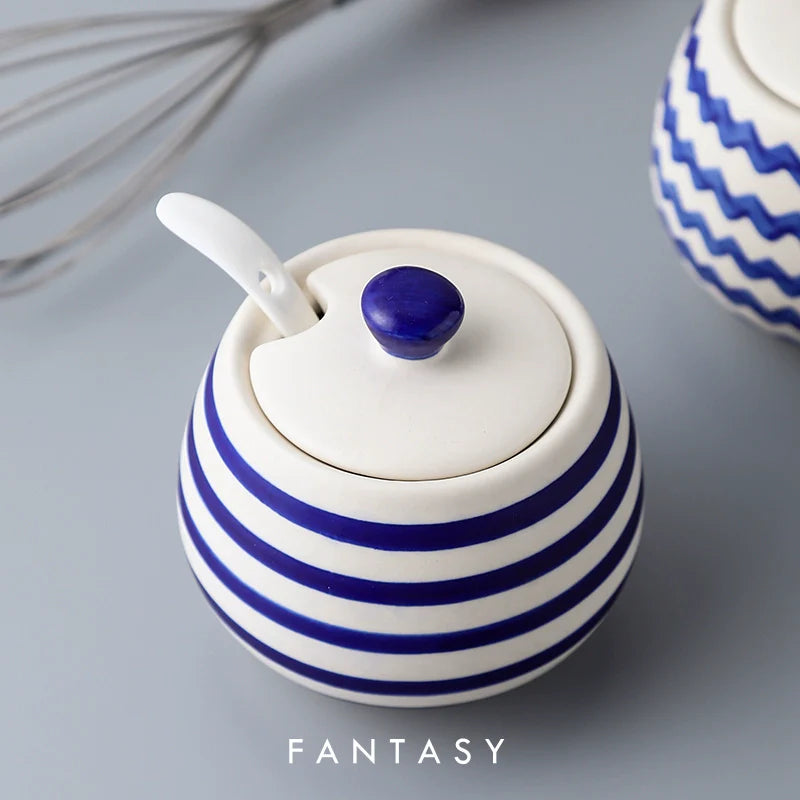 Hand Painted Underglaze Seasoning Containers