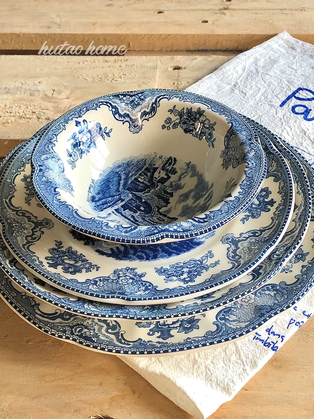INS Style British Retro Blue Color Plate Breakfast Plate Dessert Plate Salad Bowl Italian Pasta Dish Soup Bowl Steak Plate