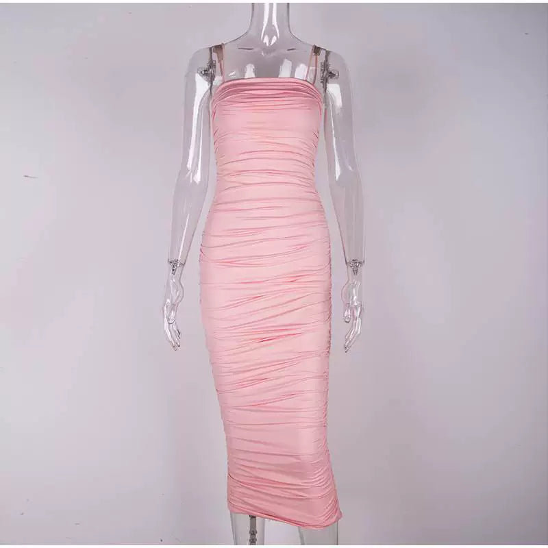 Lady's Sexy Slim Fit Sleeveless Tube Top Dress Long