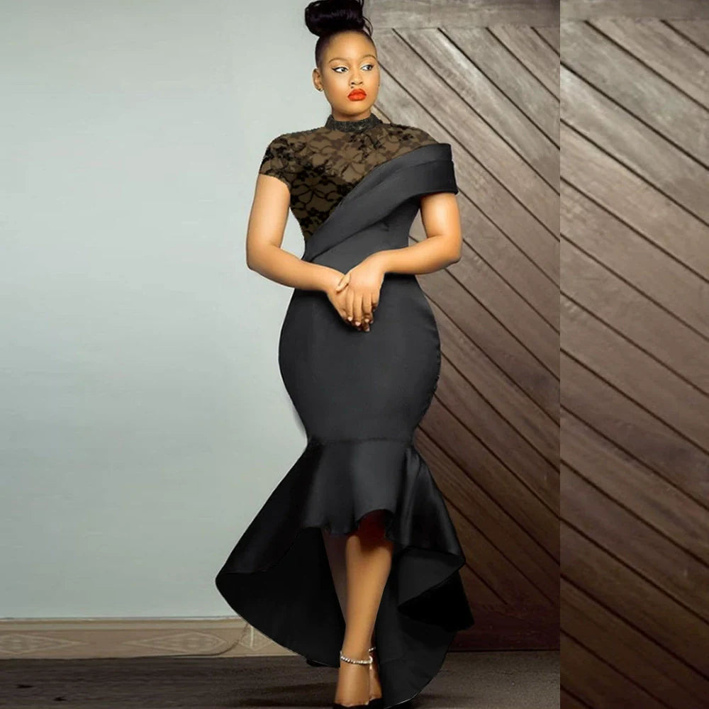 Elegant Large Ruffled Evening Dress