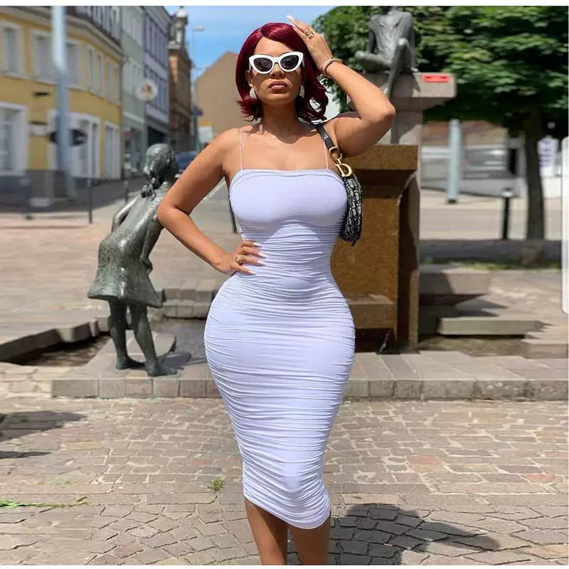 Lady's Sexy Slim Fit Sleeveless Tube Top Dress Long