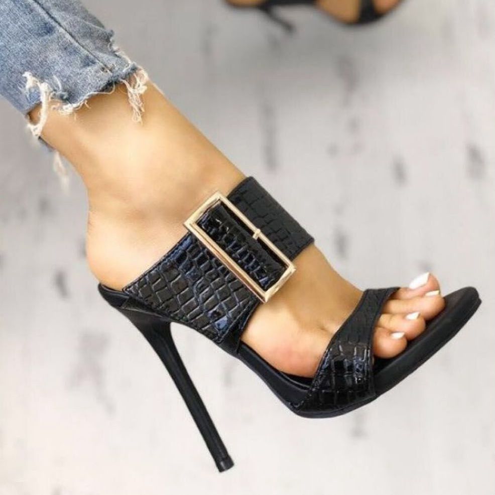 big   buckle   water proof   womens   shoes Barefoot Big button sexy fine Super high heel Sandals