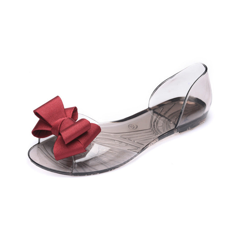 Sandals female summer Flat bottom Lace Big flower Trochanter transparent Plastic Women's Shoes melissa  2022 summer new pattern