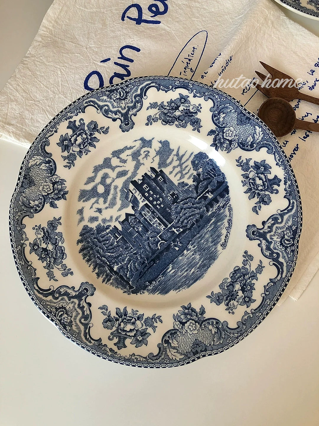 INS Style British Retro Blue Color Plate Breakfast Plate Dessert Plate Salad Bowl Italian Pasta Dish Soup Bowl Steak Plate