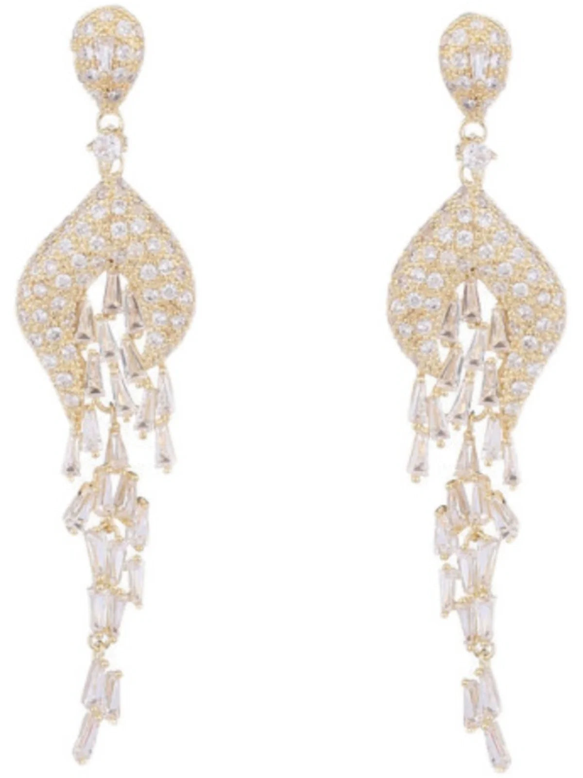 Sterling Silver Inlaid Zircon Long Banquet Earrings