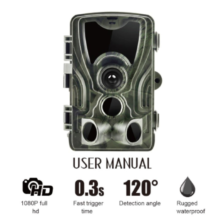 HC801A 8MP Waterproof IP65 IR Night Vision Security Hunting Trail Camera, Novatek 96650 Program, 120 Degree Wide Angle, 110 Degree PIR Sensing Angle, HC801A