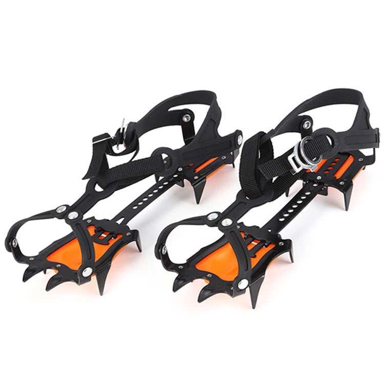 Aotu AT8701 One Pair 10 Teeth Anti-Slip Ice Gripper Snow Climbing Shoes Covers, 10 Teeth Orange, 10 Teeth Yellow