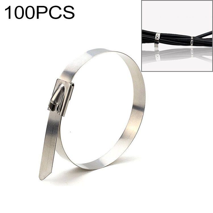 100 PCS 4.6x100mm Stainless Steel Metal Cable Ties Tie Zip Wrap Exhaust Heat Straps Induction Pipe, 4.6x100mm