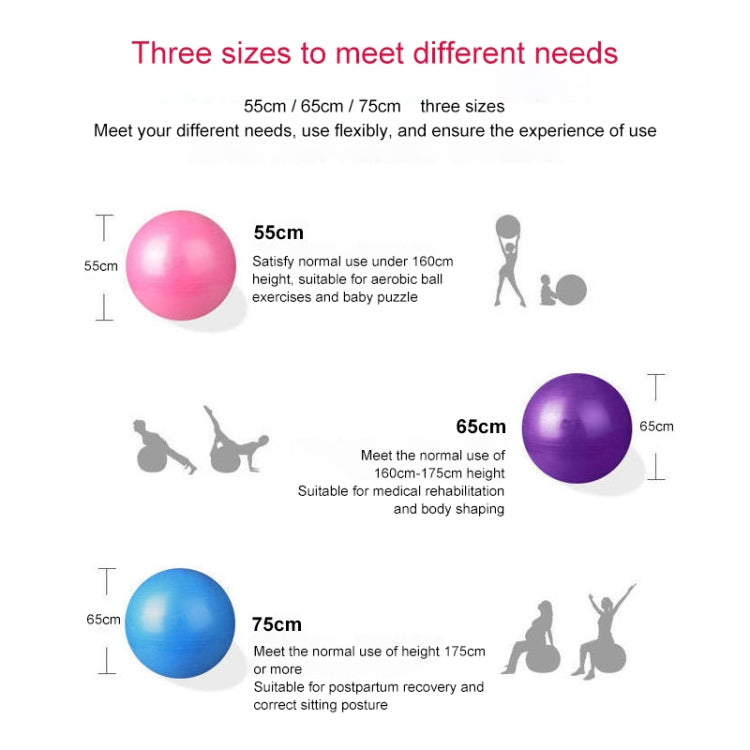 Thickening Explosion-proof Big Yoga Ball Sport Fitness Ball Environmental Pregnant Yoga Ball, Diameter: 65cm, 65cm(Purple), 65cm(Pink), 65cm(Blue)