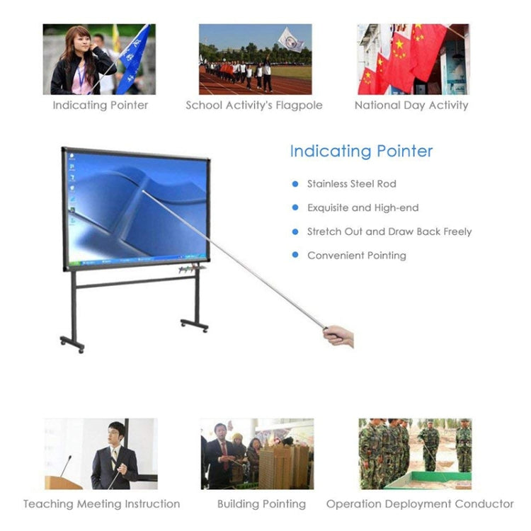 1M 5 Knots Telescopic Stainless Steel Rubber Sleeve Teaching Stick Guide Signal Flag, Random Color Delivery, 1M 5 Knots