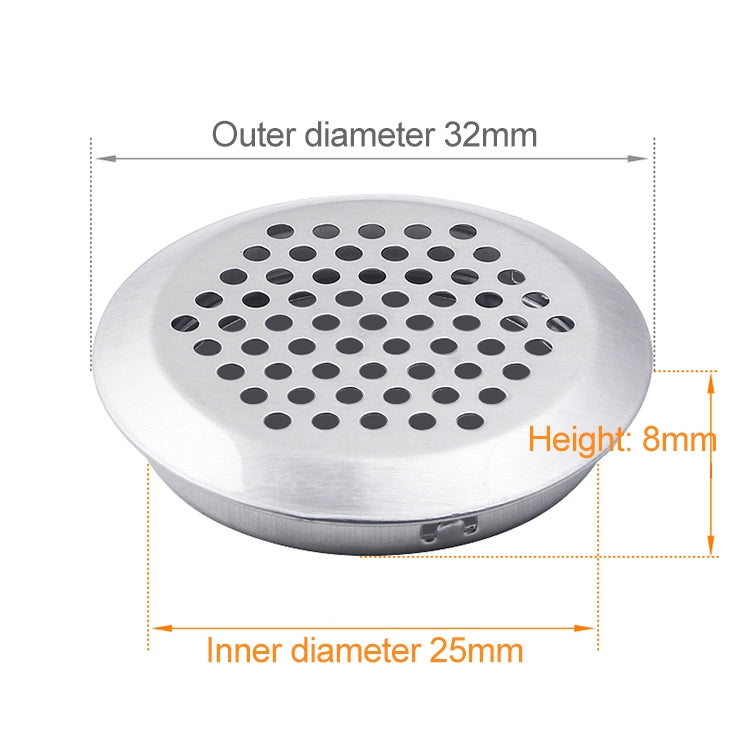 10pcs Bevel Surface 25mm Cabinet Round Air Vent Stainless Steel Louvered Grille Cover Vents with Little Holes, 25mm Bevel