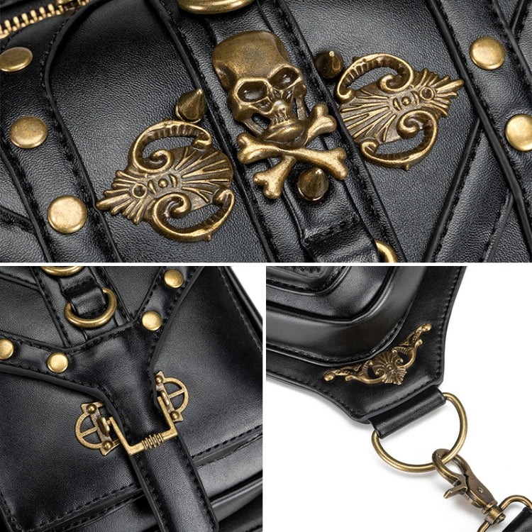 FHG131BK Skull Head Decoration Multi-function PU Leather One-shoulder Crossbody Bag Waist Bag for Ladies, 21 x 16cm