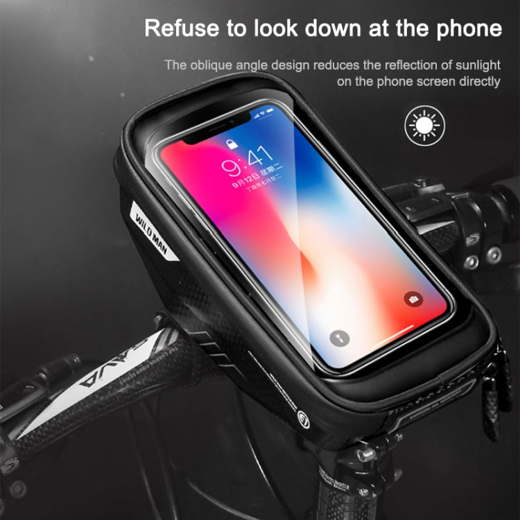 WILD MAN E1 Waterproof Front Bag MTB Mobile Phone Sets Bicycle Tube Bag Riding Accessories, E1 (Black), E1 (Red)