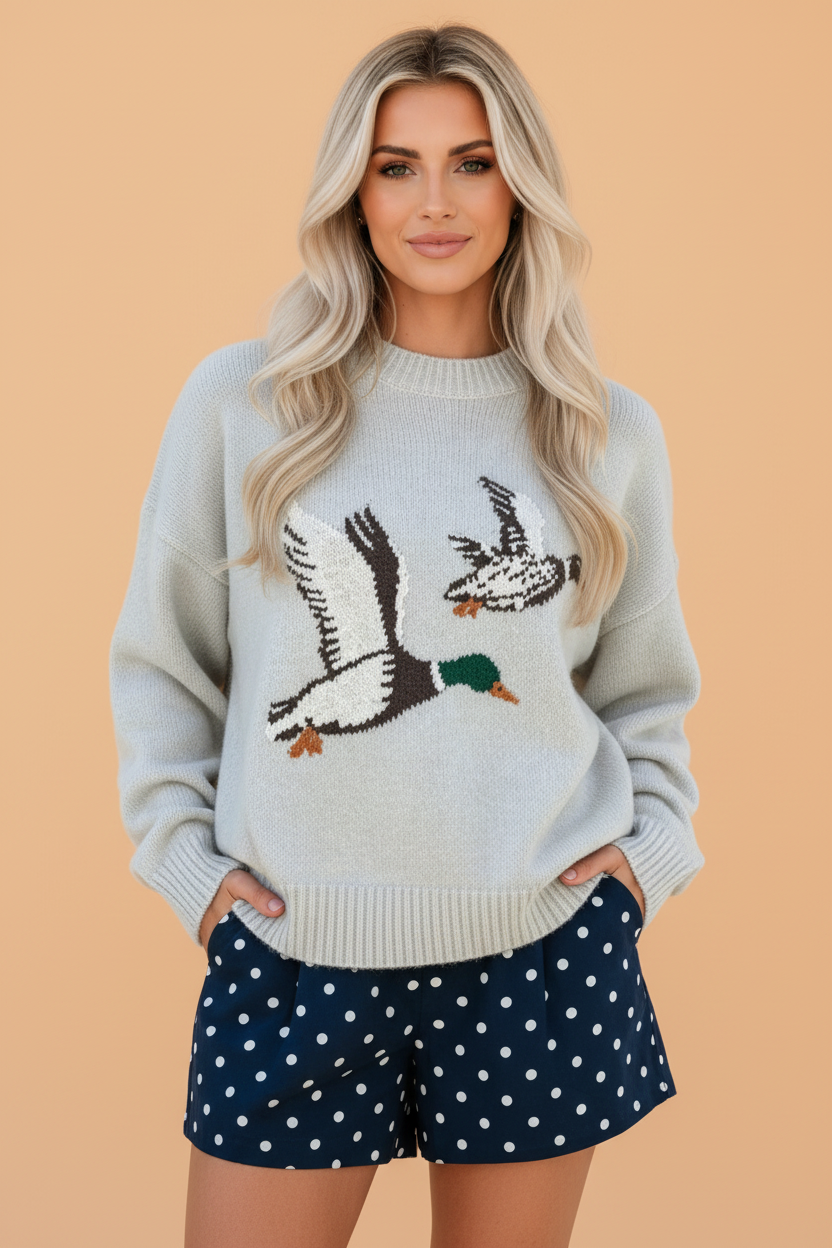 Mallard Graphic Drop Shoulder Crewneck Sweater
