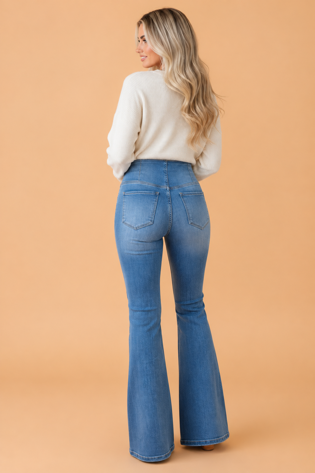 Western Denim Crossed High Waist Flare Jeans