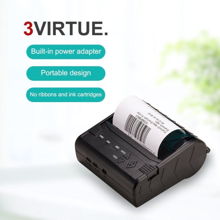 POS-8003 Portable Thermal Bluetooth Ticket Printer，Max Supported Thermal Paper Size：80x50mm