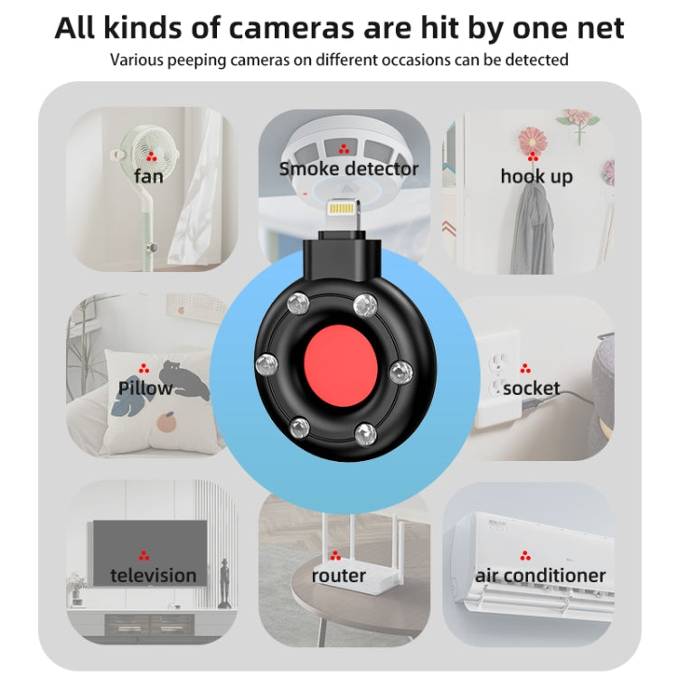 S300 8 Pin Plug Infrared Detector Hotel Camera Anti-Sneak Shooting Scanner (Black)