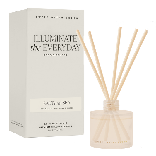 Salt and Sea White Translucent Tinted Glass Jar Reed Diffuser