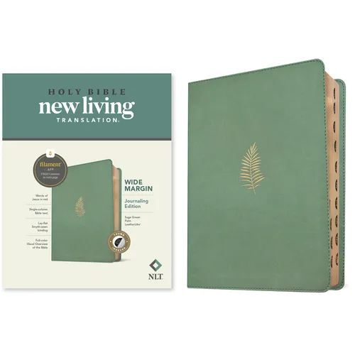 NLT Wide Margin Bible, Filament Enabled (Leatherlike, Sage Green Palm, Indexed, Red Letter)