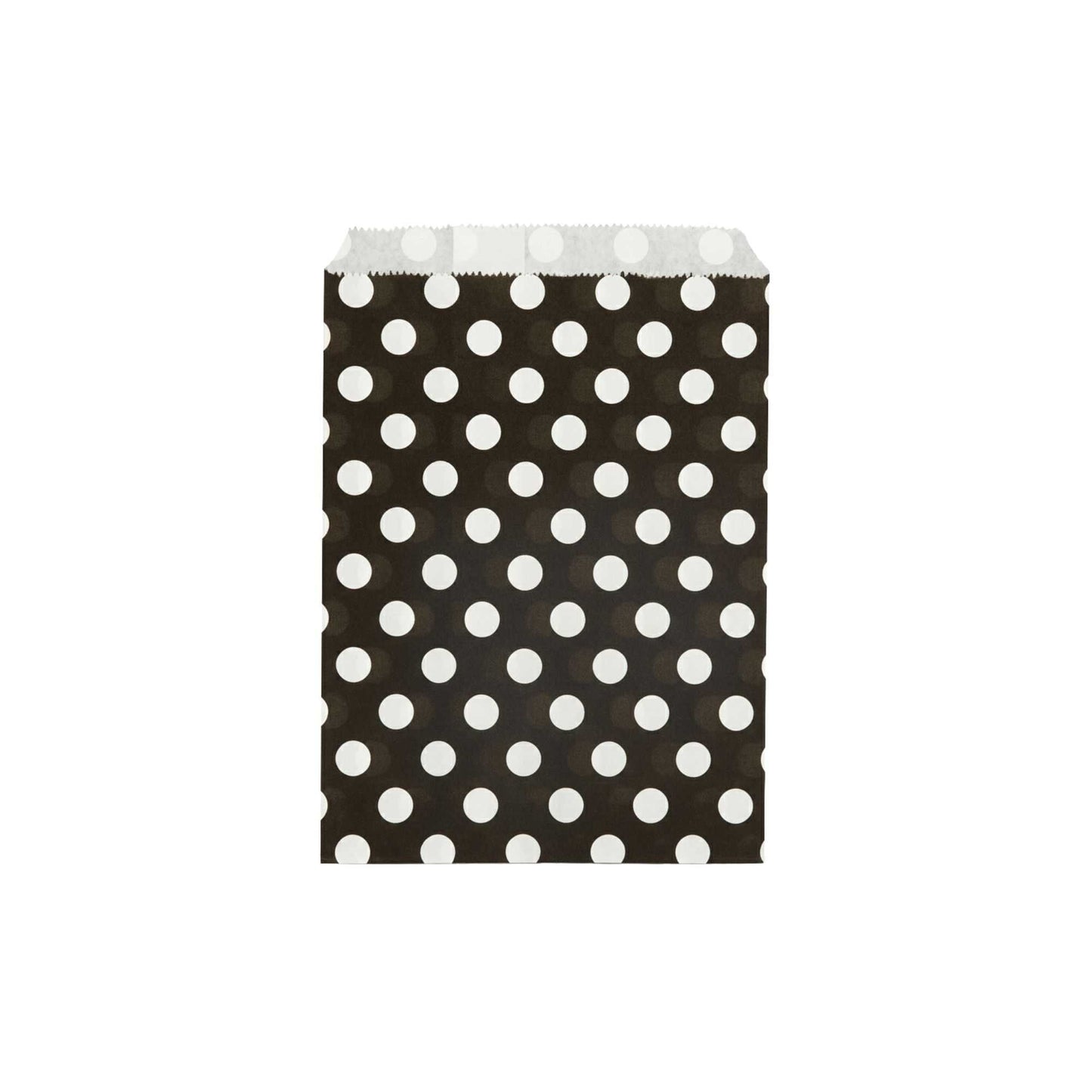 Bag Tek Rectangle Black Paper Bag - Polka Dots - 7" x 5" - 100 count box