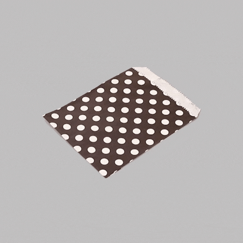 Bag Tek Rectangle Black Paper Bag - Polka Dots - 7" x 5" - 100 count box