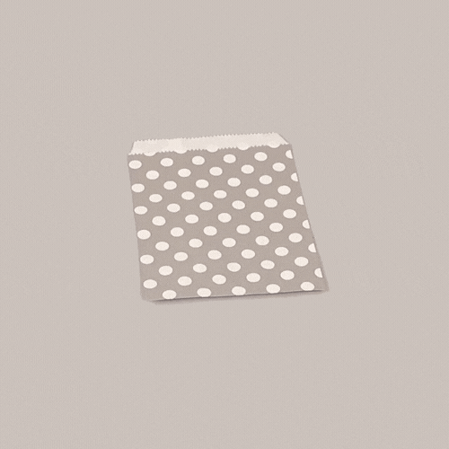 Bag Tek Rectangle Gray Paper Bag - Polka Dots - 7" x 5" - 100 count box