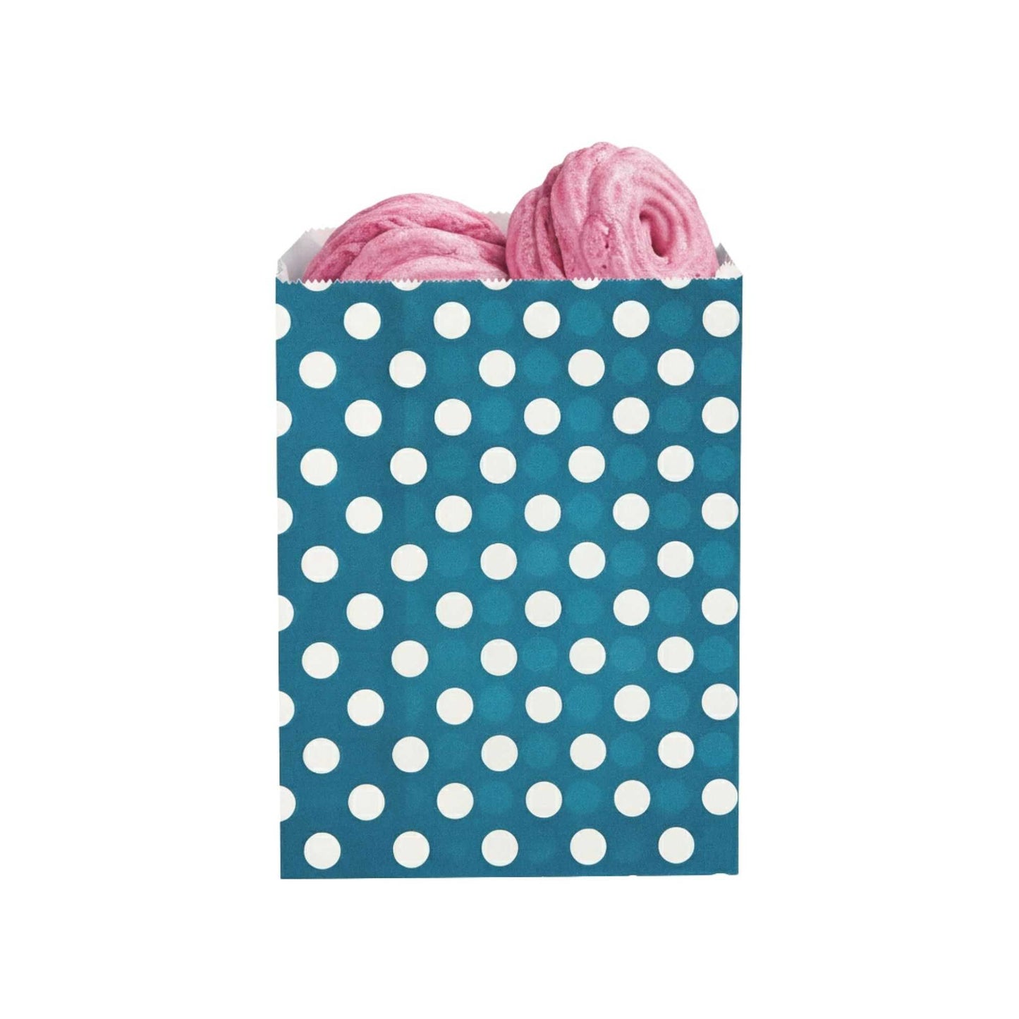 Bag Tek Rectangle Navy Blue Paper Bag - Polka Dots - 7" x 5" - 100 count box