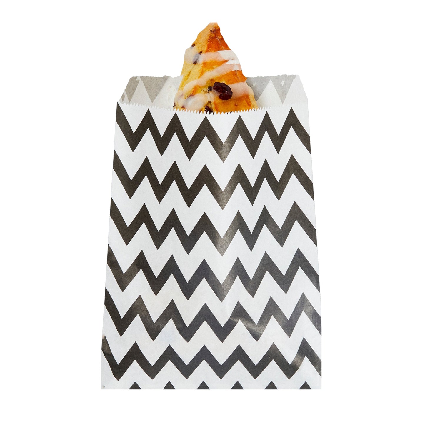 Bag Tek Rectangle Black Paper Bag - Zig Zags - 7" x 5" - 100 count box