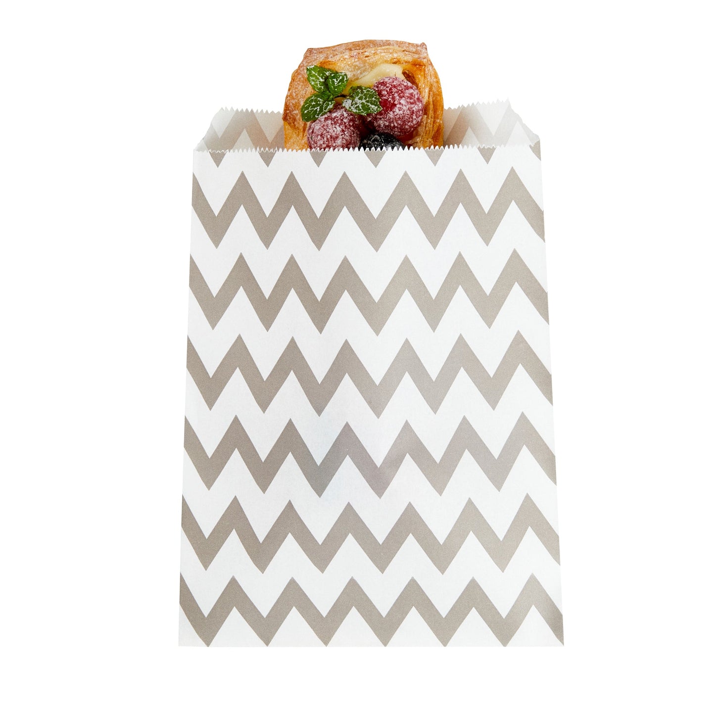 Bag Tek Rectangle Gray Paper Bag - Zig Zags - 7" x 5" - 100 count box