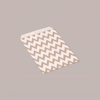 Bag Tek Rectangle Gray Paper Bag - Zig Zags - 7" x 5" - 100 count box