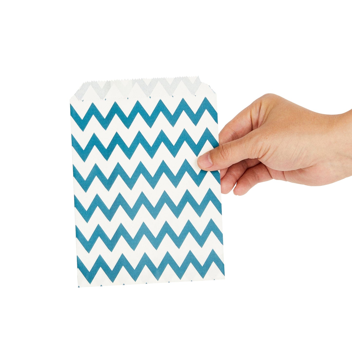 Bag Tek Rectangle Navy Blue Paper Bag - Zig Zags - 7" x 5" - 100 count box