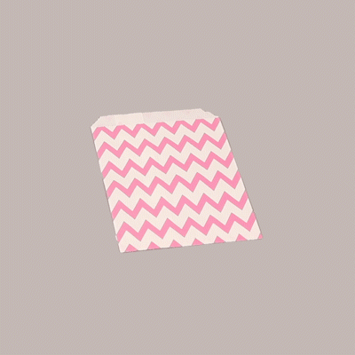 Bag Tek Rectangle Pink Paper Bag - Zig Zags - 7" x 5" - 100 count box