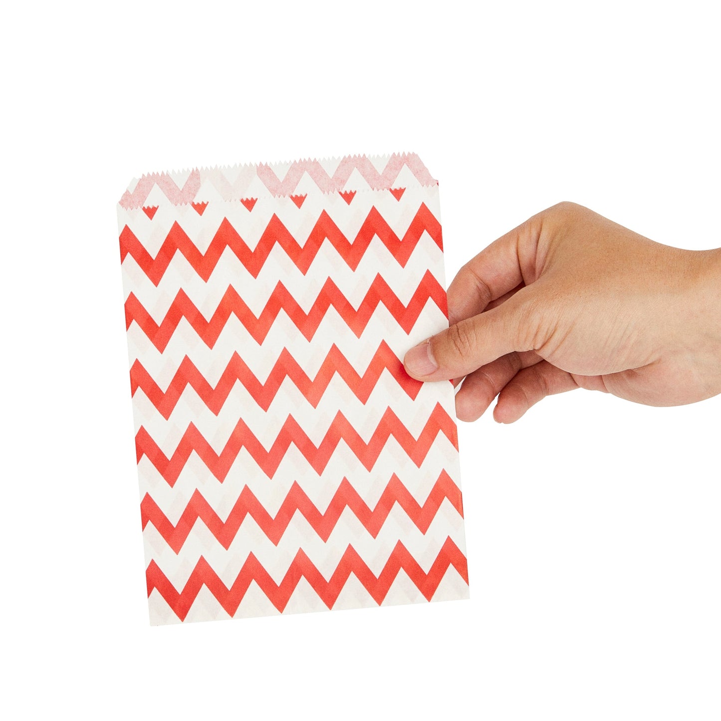 Bag Tek Rectangle Red Paper Bag - Zig Zags - 7" x 5" - 100 count box