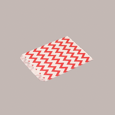 Bag Tek Rectangle Red Paper Bag - Zig Zags - 7" x 5" - 100 count box