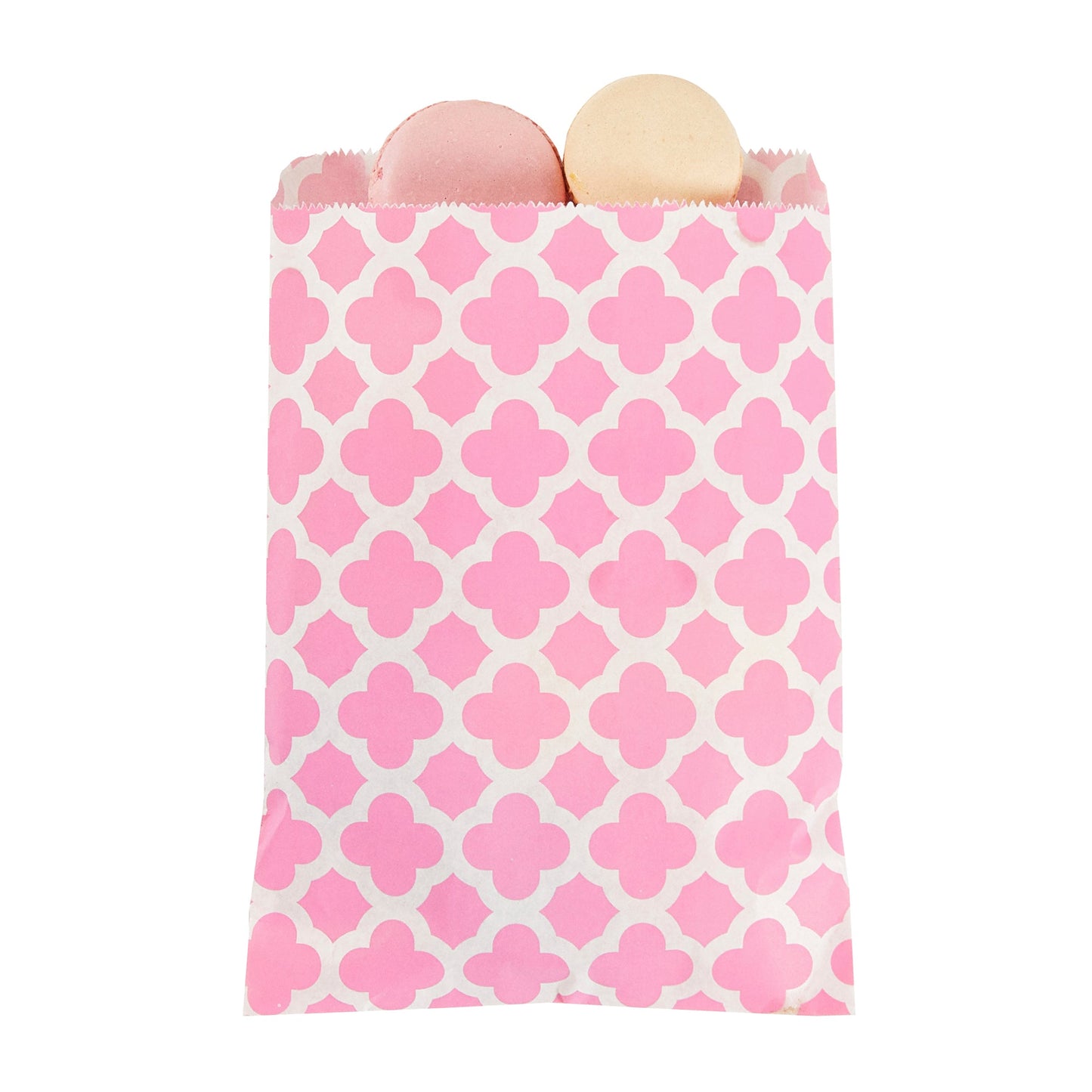Bag Tek Rectangle Pink Paper Bag - Asian Monogram - 7" x 5" - 100 count box