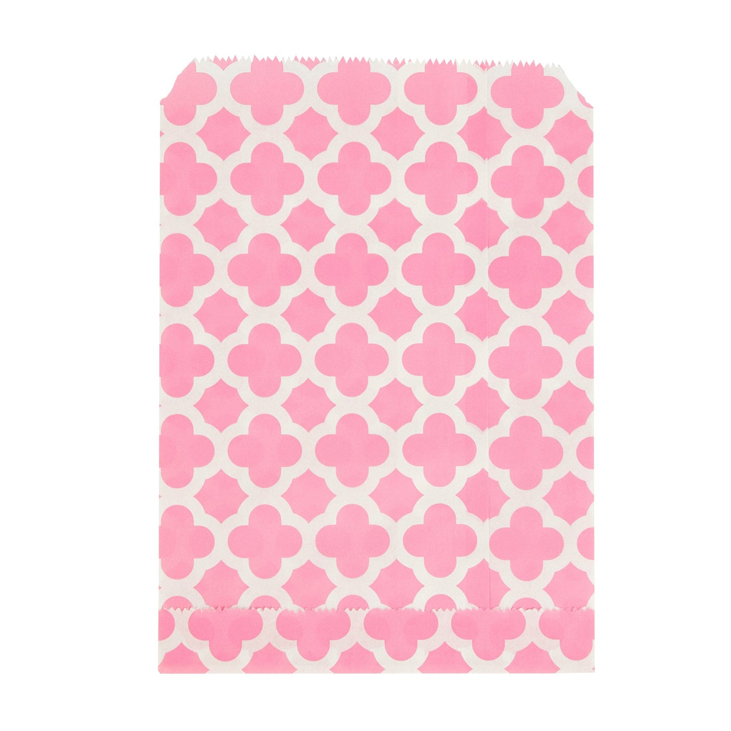 Bag Tek Rectangle Pink Paper Bag - Asian Monogram - 7" x 5" - 100 count box