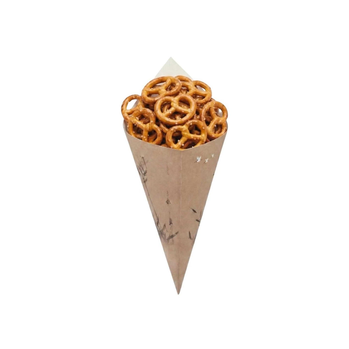 Cone Tek Bamboo Print Paper Food Cone - 9 1/2" x 4 1/2" - 100 count box