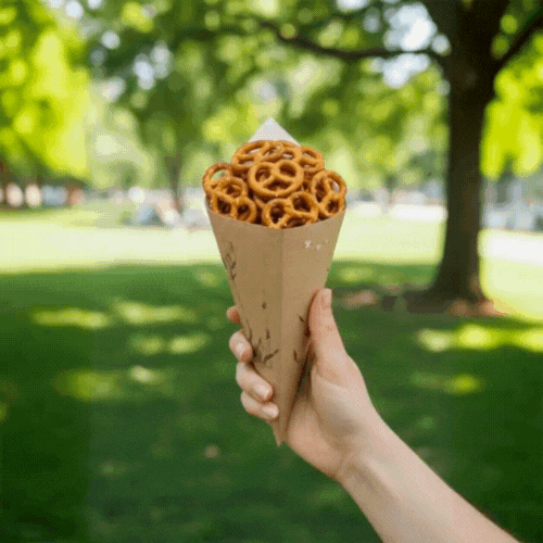 Cone Tek Bamboo Print Paper Food Cone - 9 1/2" x 4 1/2" - 100 count box