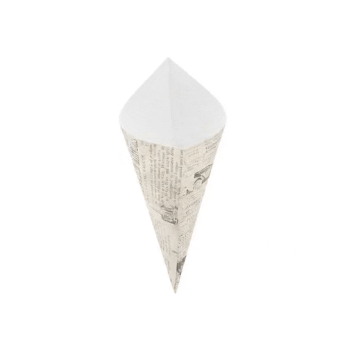 Cone Tek Newsprint Paper Food Cone - 11 1/2" x 5 1/2" - 100 count box