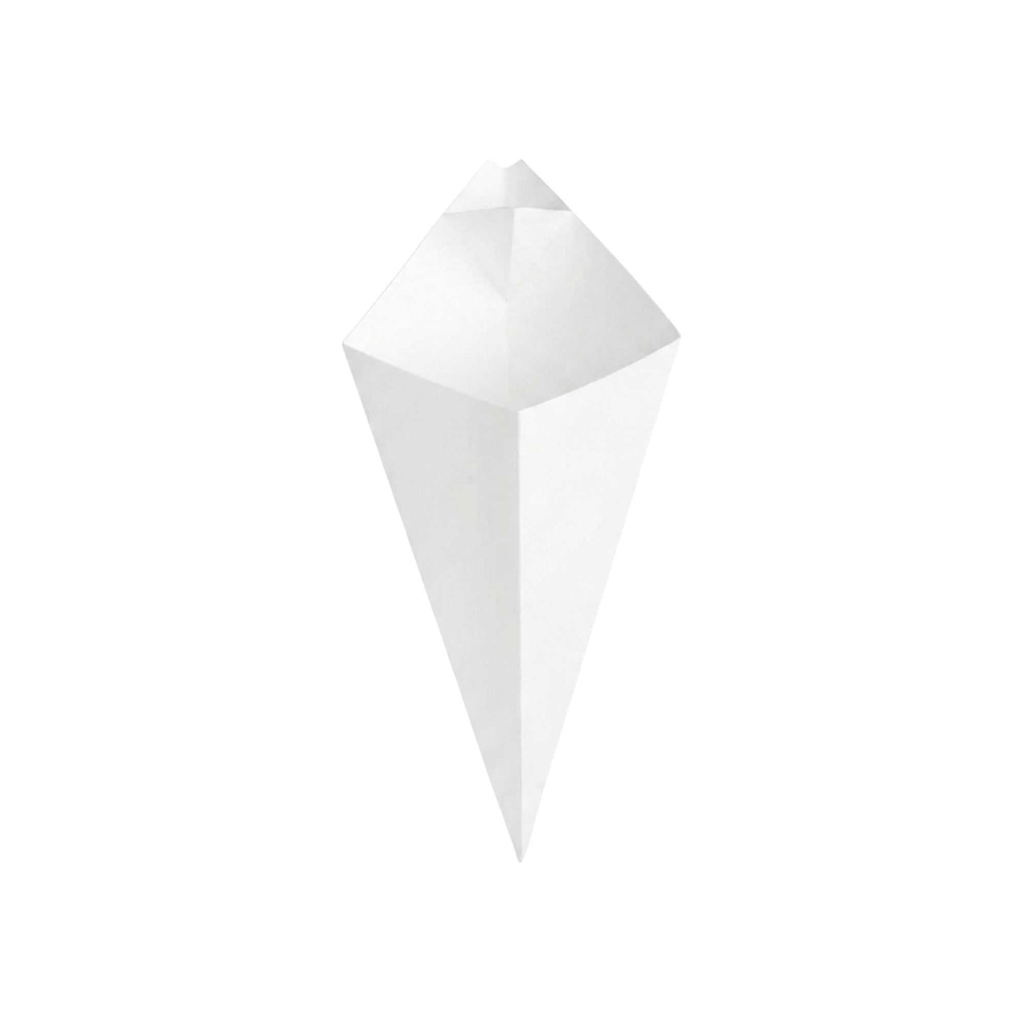 Cone Tek White Paper Food Cone - with Dipping Pocket - 9 1/2" x 5 1/2" - 100 count box
