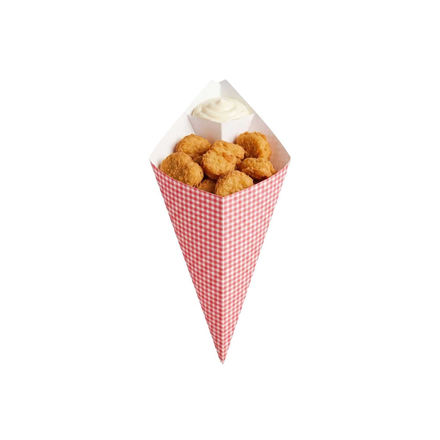 Cone Tek Picnic Print Paper Food Cone - with Dipping Pocket - 9 1/2" x 5 1/2" - 100 count box