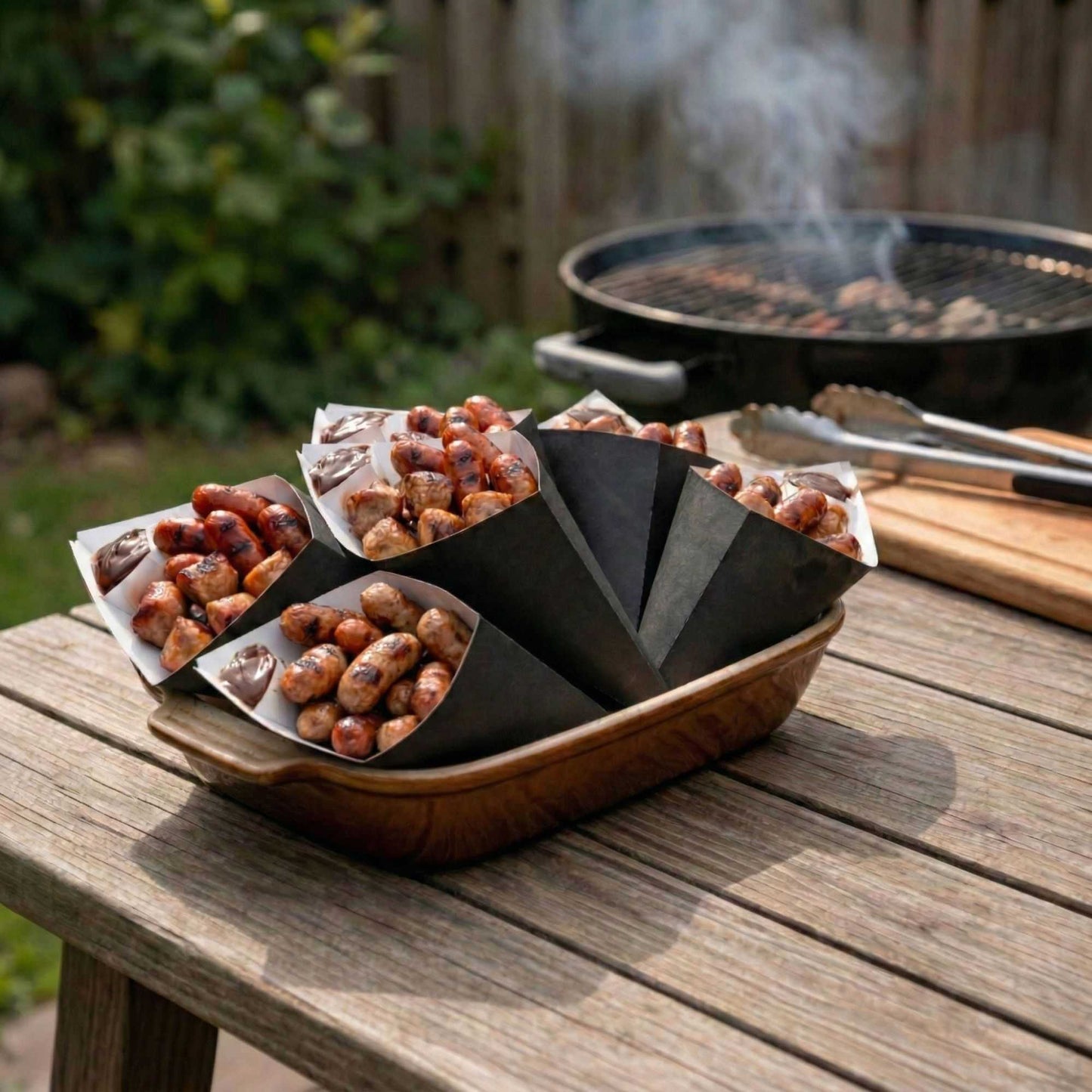 Cone Tek Black Paper Food Cone - with Dipping Pocket - 11" x 6 1/2" - 100 count box