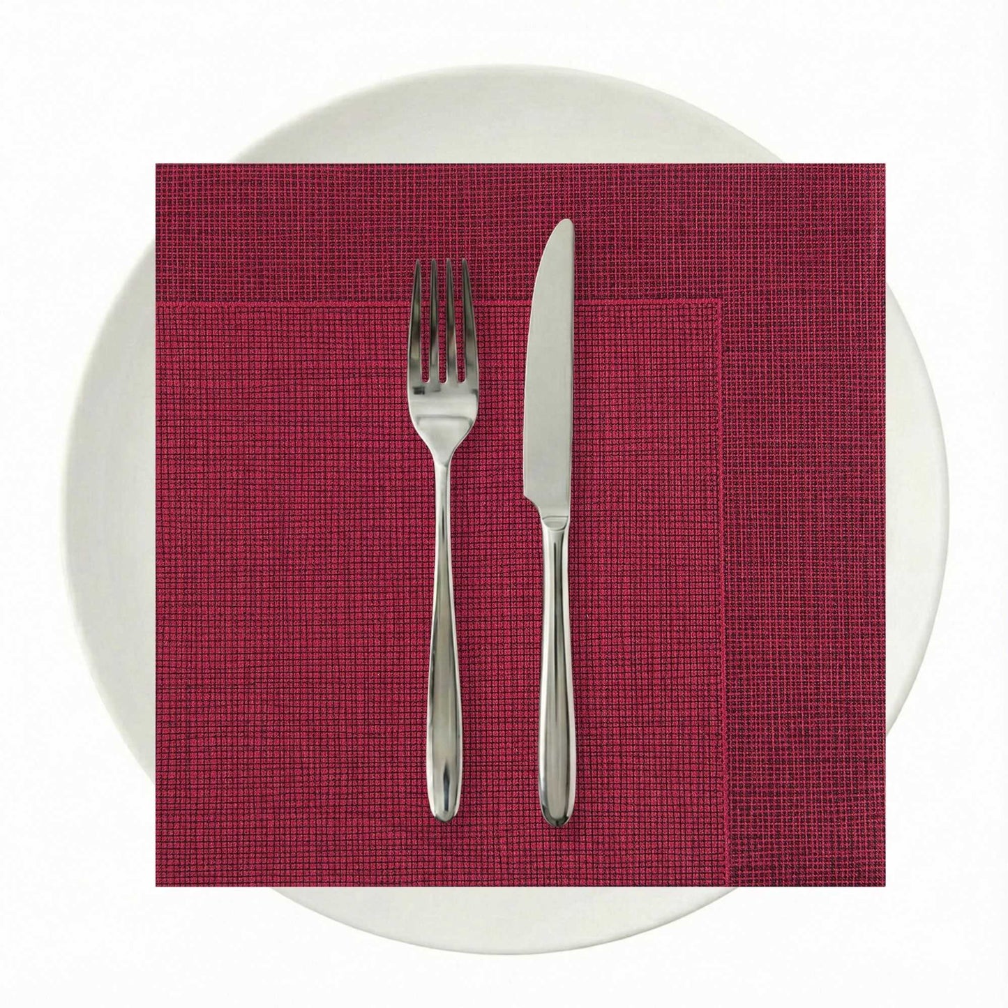 Luxenap Square Bordeaux Paper Napkin - Air Laid, with Black Threads - 15 3/4" x 15 3/4" - 25 count box