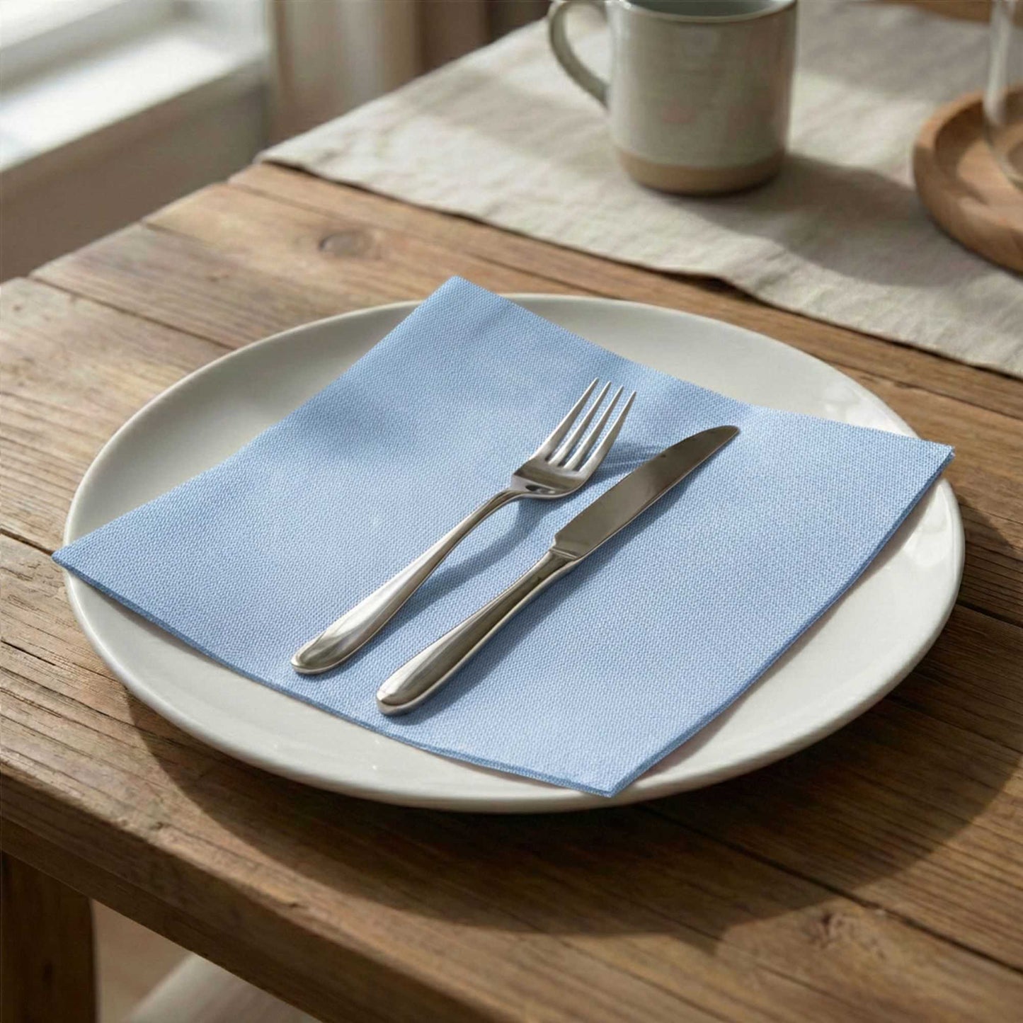 Luxenap Square Celeste Denim Paper Napkin - Air Laid - 15 3/4" x 15 3/4" - 25 count box
