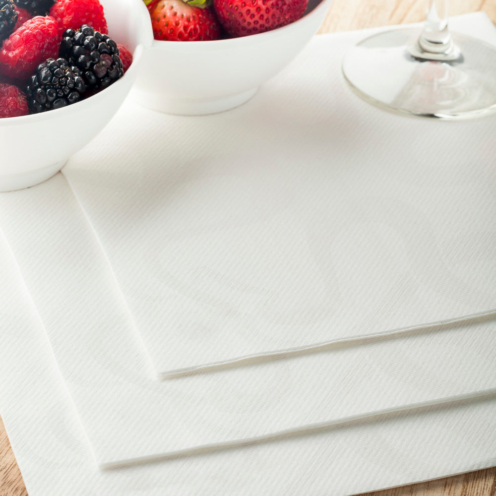 Luxenap Square Vintage White Paper Napkin - Air Laid - 15 3/4" x 15 3/4" - 25 count box