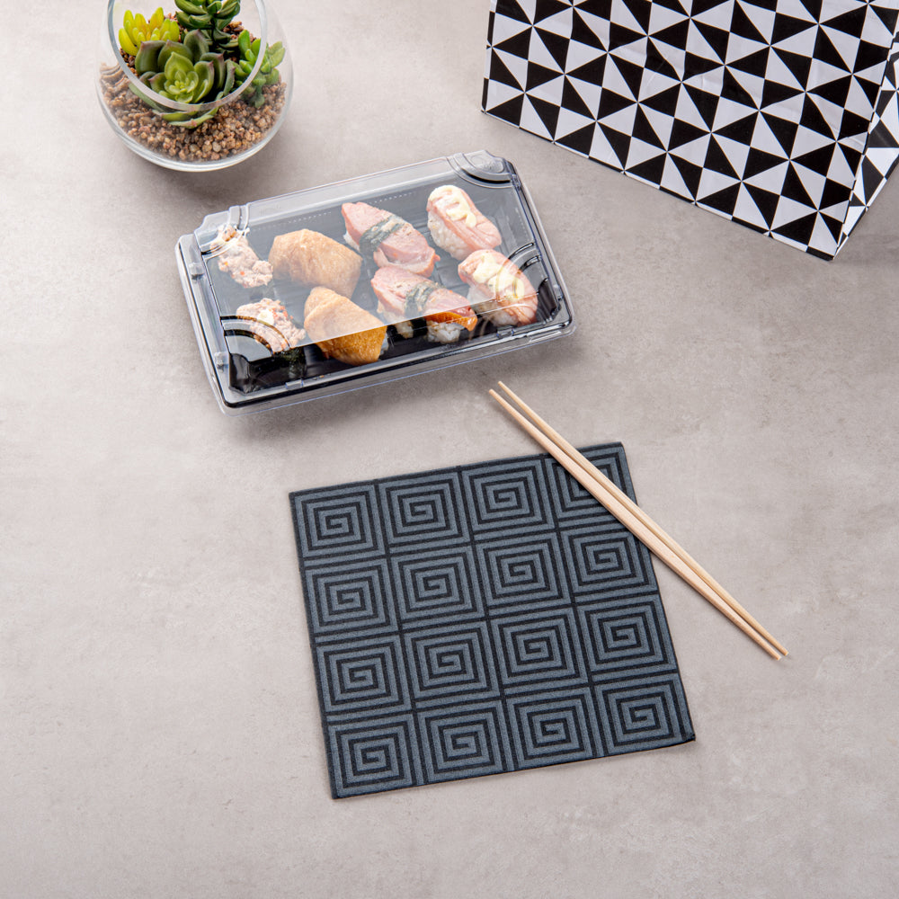 Luxenap Square Greco Black Paper Napkin - Air Laid - 15 3/4" x 15 3/4" - 25 count box